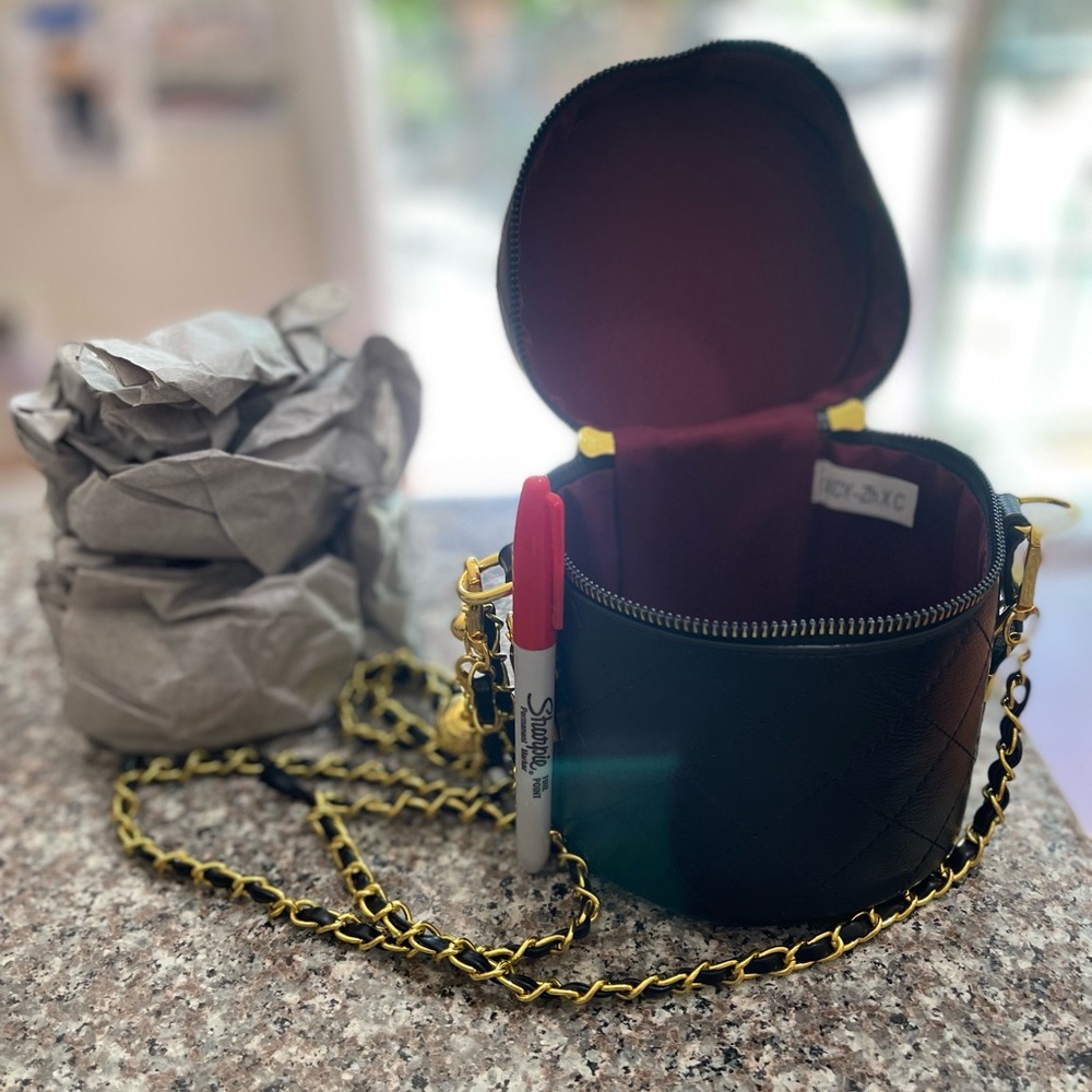 Stitched bucket bag